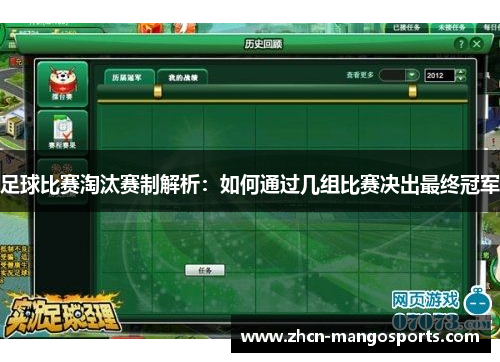 足球比赛淘汰赛制解析：如何通过几组比赛决出最终冠军